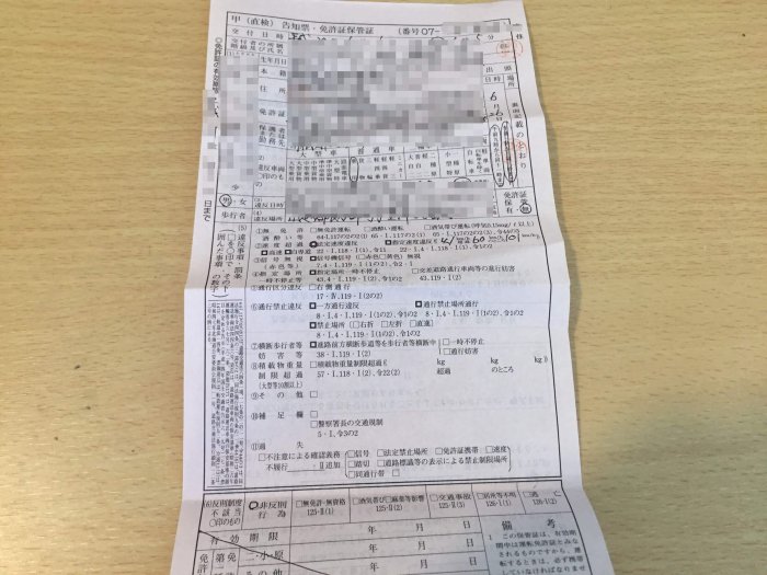 告知票・免許証保管証